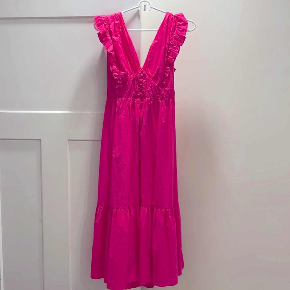Aqua hot pink sundress.  Adorable back with tie.  Size Small.